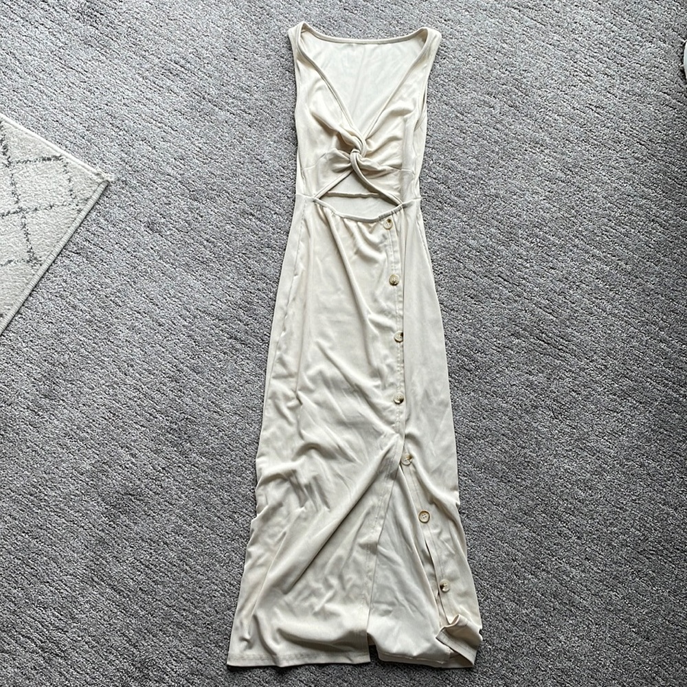 Cream cutout midi dress